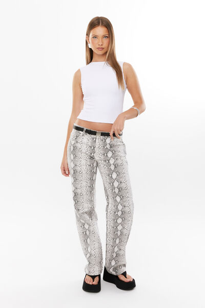 Low Rise Straight Jean, LOLA PYTHON GREY