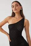 Gwen Crochet One Shoulder Dress, BLACK - alternate image 4