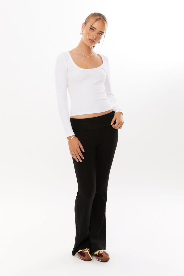 Riri Scoop Neck Long Sleeve Top, WHITE