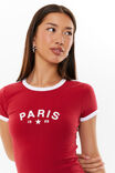 Candi Fitted Ringer Tee, LIPSTICK RED/PARIS - alternate image 4