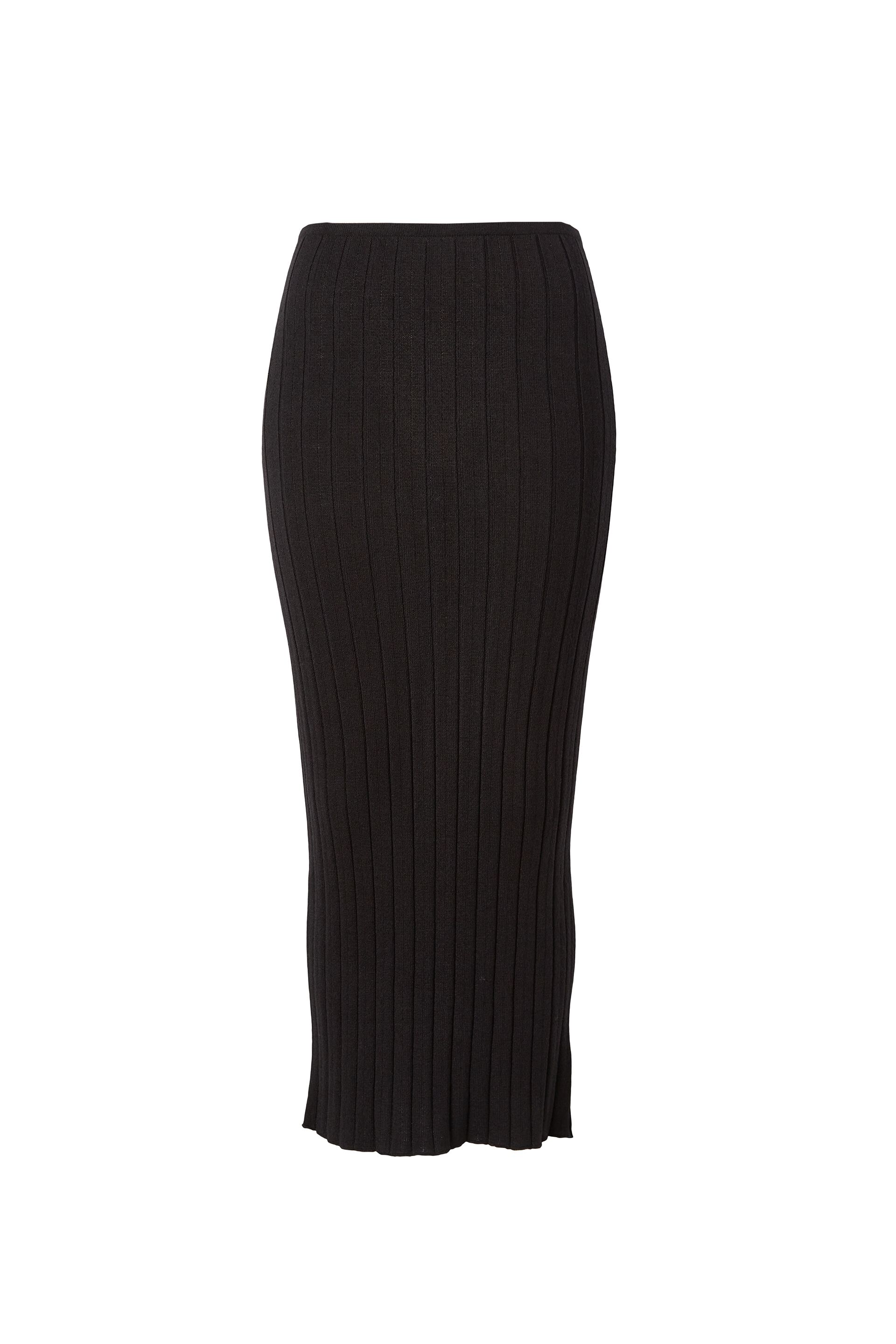 Long black knit skirt deals