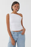Luxe Bree Ruched Twist Top, WHITE - alternate image 1
