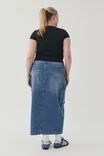 Denim Split Cargo Maxi Skirt, CLASSIC BLUE - alternate image 3