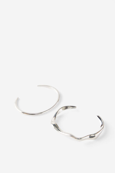 Bangle 2 Pack, SILVER/CRESCENT