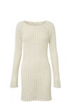 Leah Long Sleeve Open Knit Dress, WINTER WHITE - alternate image 6