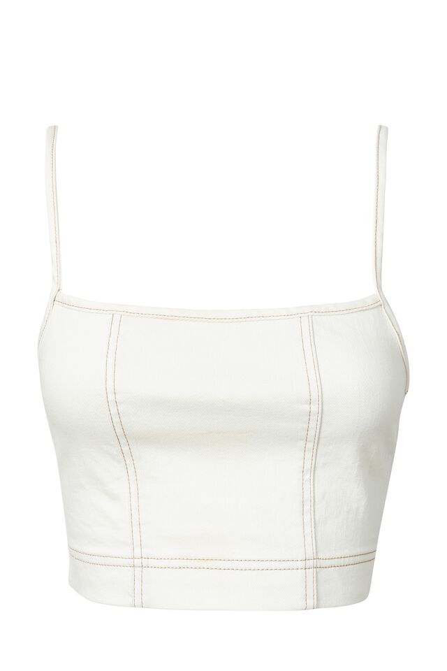 Willow Denim Cropped Top, WHITE