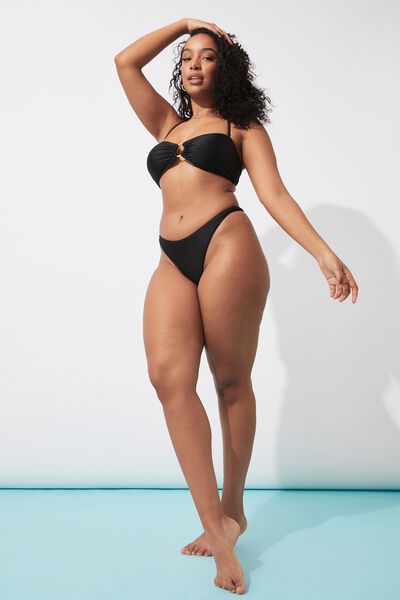 Charli Deep V Bikini Bottom, BLACK