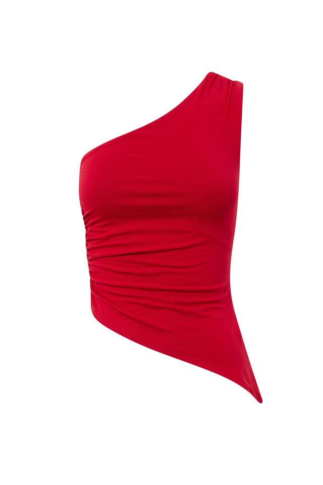 Soft Amelia One Shoulder Top, LIPSTICK RED