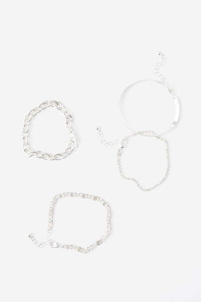 Bracelet Stack, SILVER/CHUNKY CHAIN