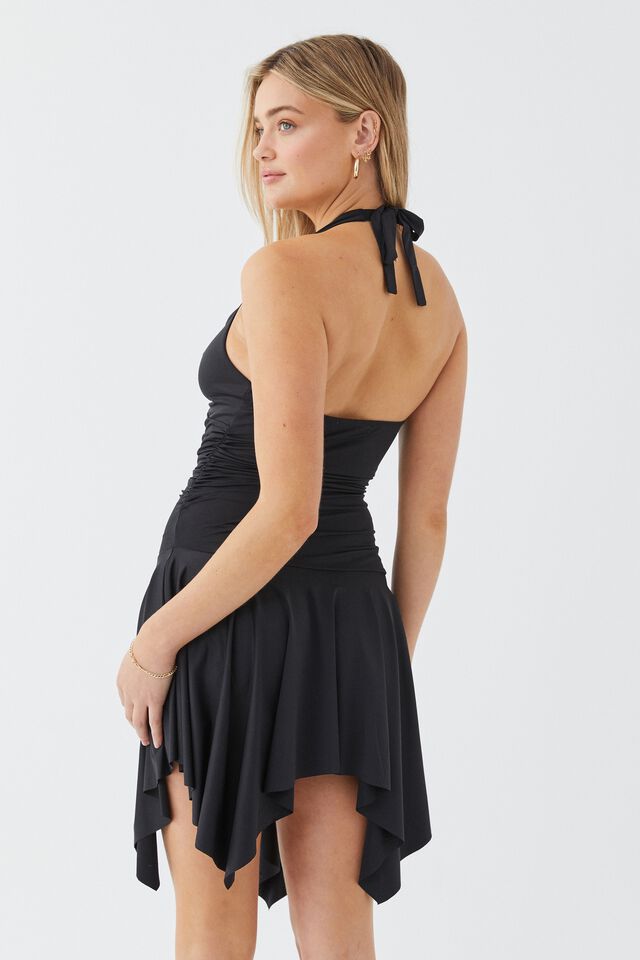 Grace Halter Mini Dress, BLACK