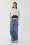 Jolie Cropped Zip Through Hoodie, LIGHT GREY MARLE - alternate image 3