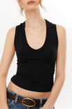 Belle V Neck Tank, BLACK - alternate image 4