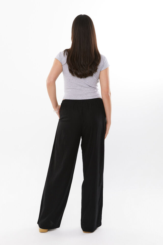 Henley Relaxed Linen Pant, BLACK