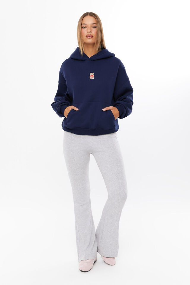 LA Bear Oversized Fleece Hoodie, ROYAL NAVY/LA BEAR