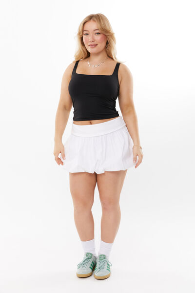 Foldback  Bubble Mini Skirt, WHITE