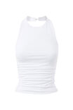 Kristi Ruched Halter Top, WHITE - alternate image 6