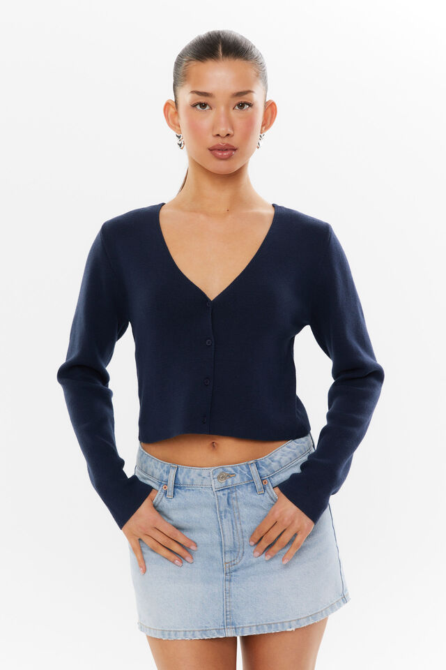 Valentina V Neck Knit Cardi, ALL STAR NAVY