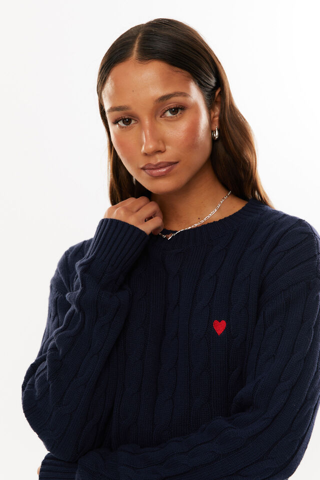 Millie Cable Knit Jumper, MIDNIGHT NAVY