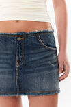 Frayed Denim Mini Skirt, STONEY BLUE - alternate image 4