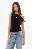 Bree Ruched Twist Top, BLACK - alternate image 1