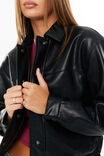 Asher Faux Leather Bomber Jacket, BLACK - alternate image 4