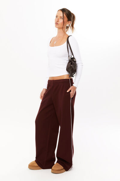 Jordyn Wide Leg Track Pant, WINTER WINE