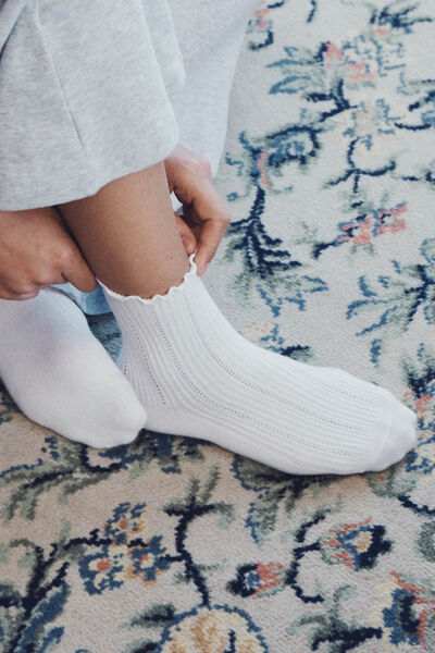 Hannah Pointelle Sock 2 Pack, WHITE