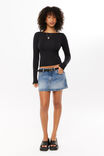 Ivy Backless Long Sleeve Top, BLACK - alternate image 2