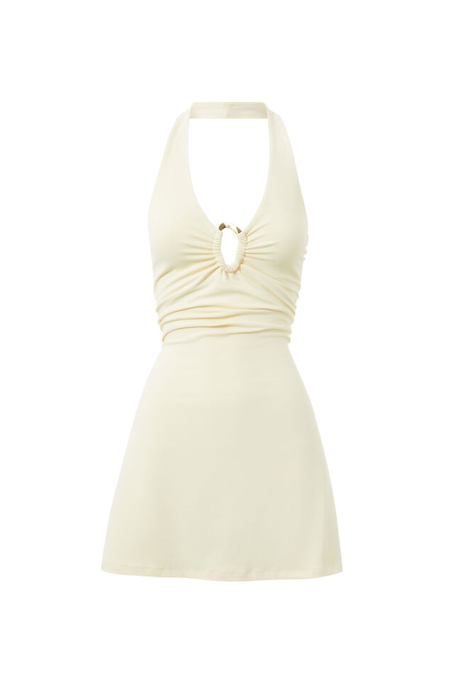 Orla Halter Mini Dress, LEMON PUFF