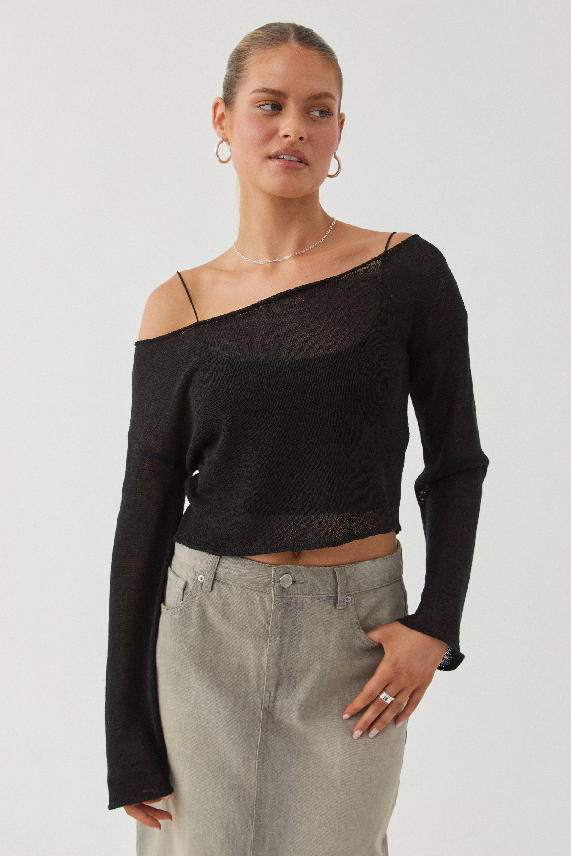 Sheer outlet black jumper