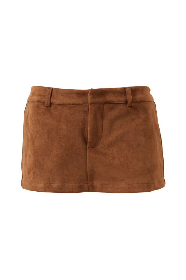 Rylie Micro Skort, BRUNETTE BROWN SUEDETTE