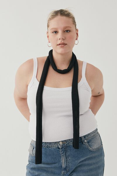 Shelby Sheer Skinny Scarf, BLACK