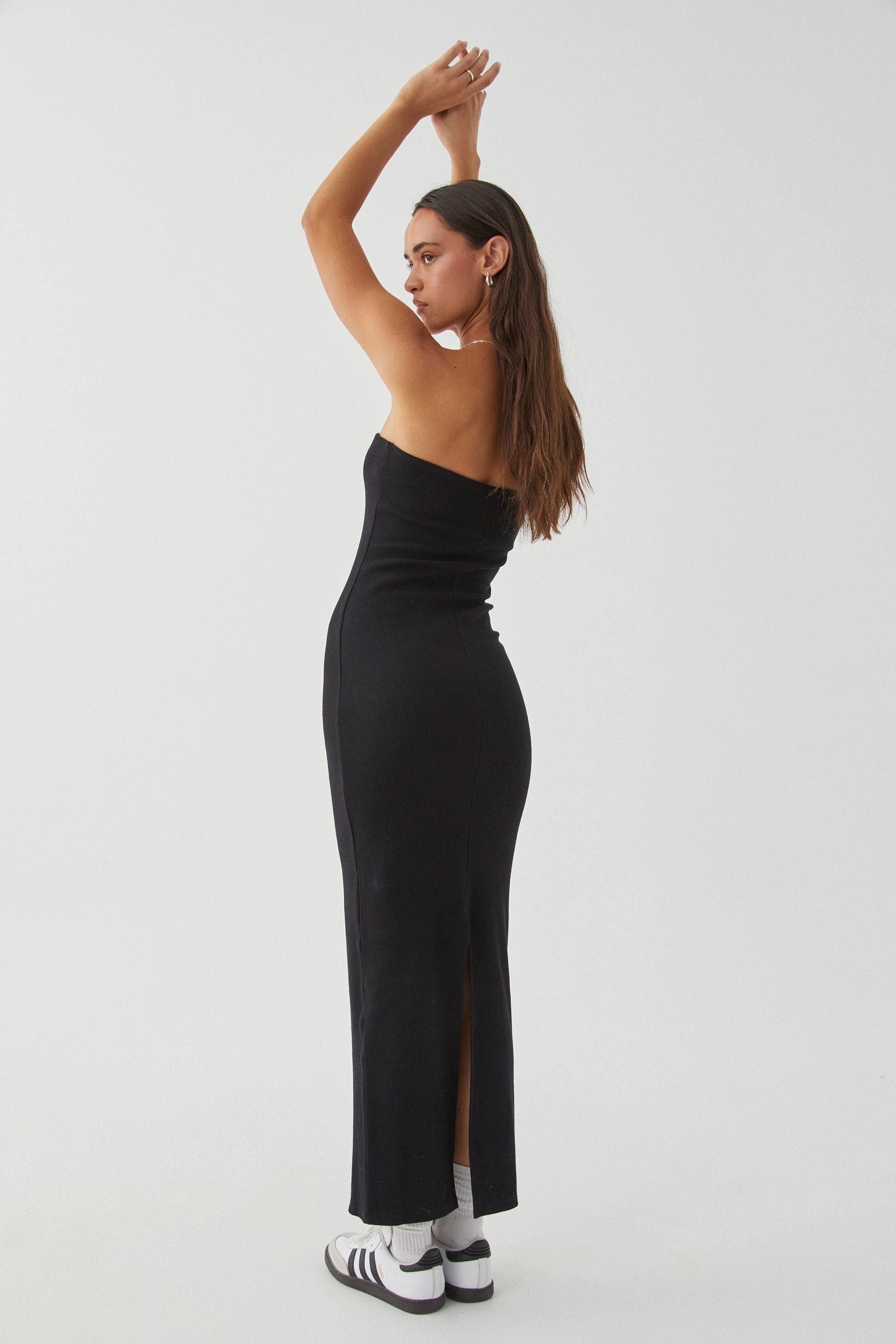 Long black strapless maxi dress outlet