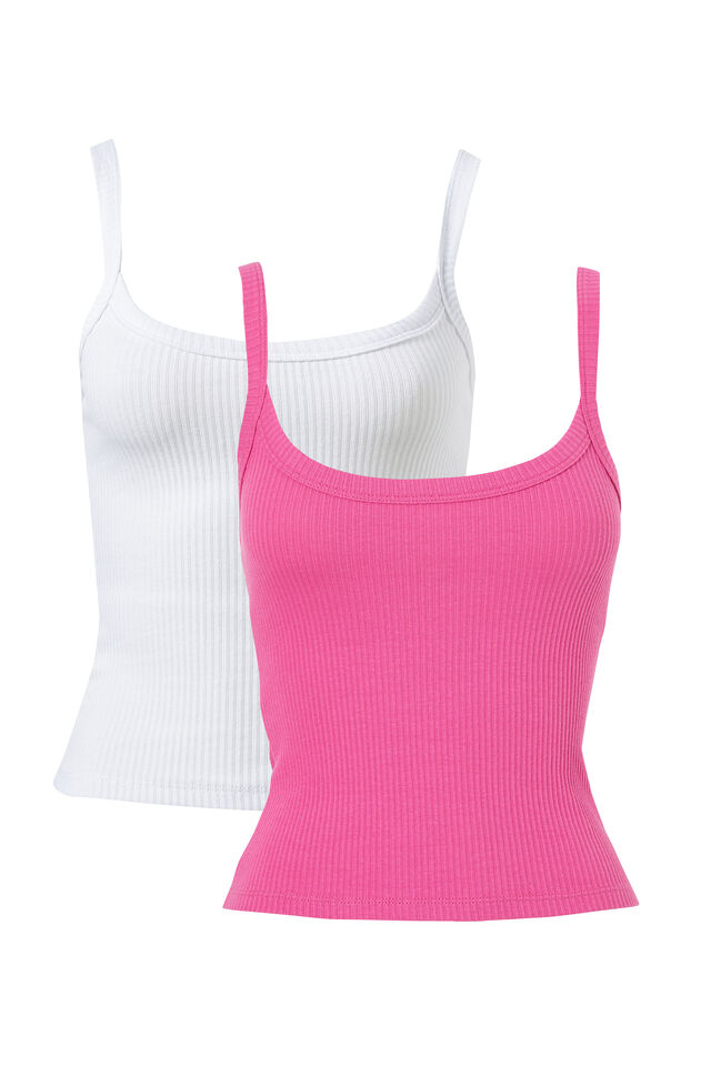 Multipack 2pk Riri Scoop Neck Tank, White/Moody Magenta