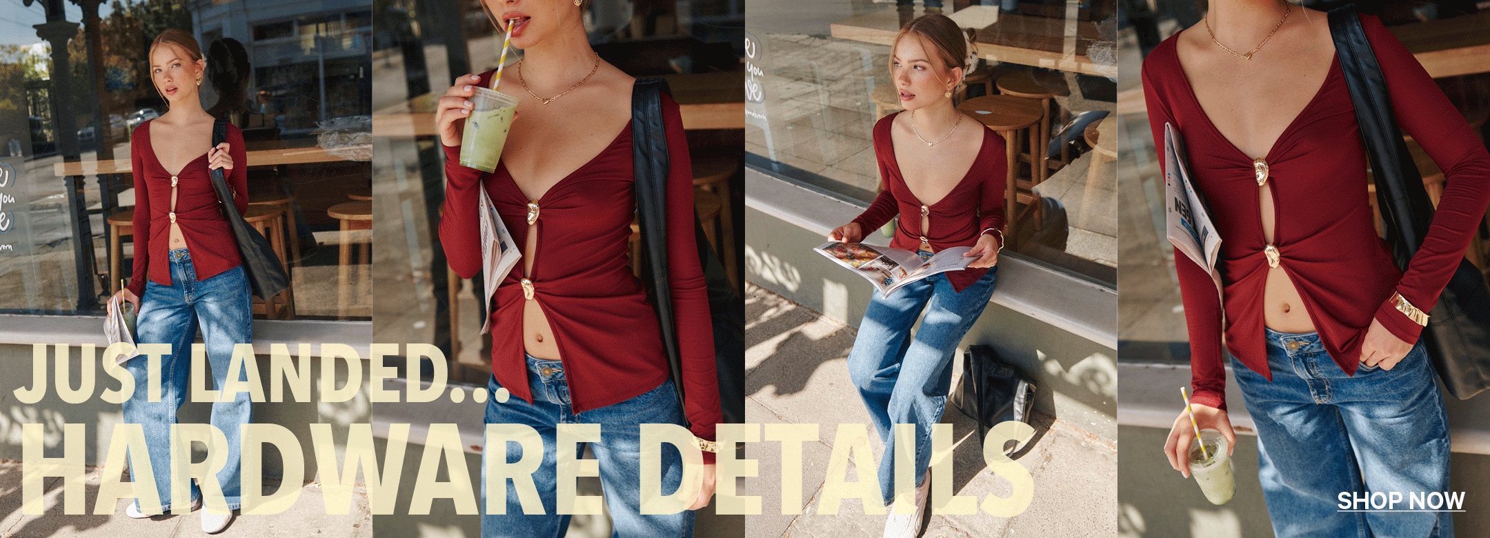 Shop long sleeve tops with hardware details