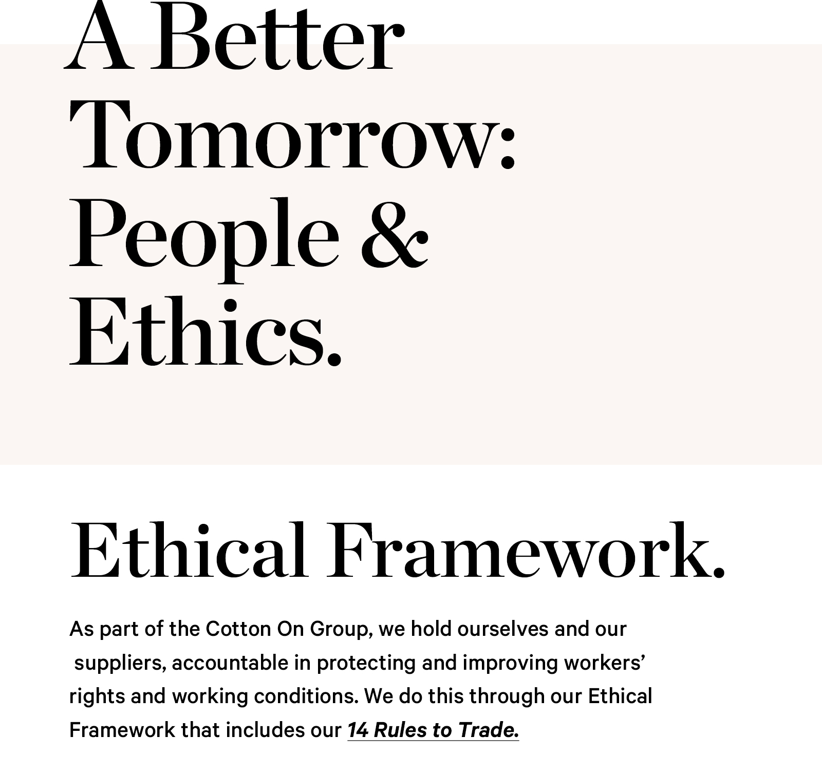 A Better Tomorrow - People & Ethics 