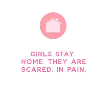 Girls stay home. They are scared. In pain