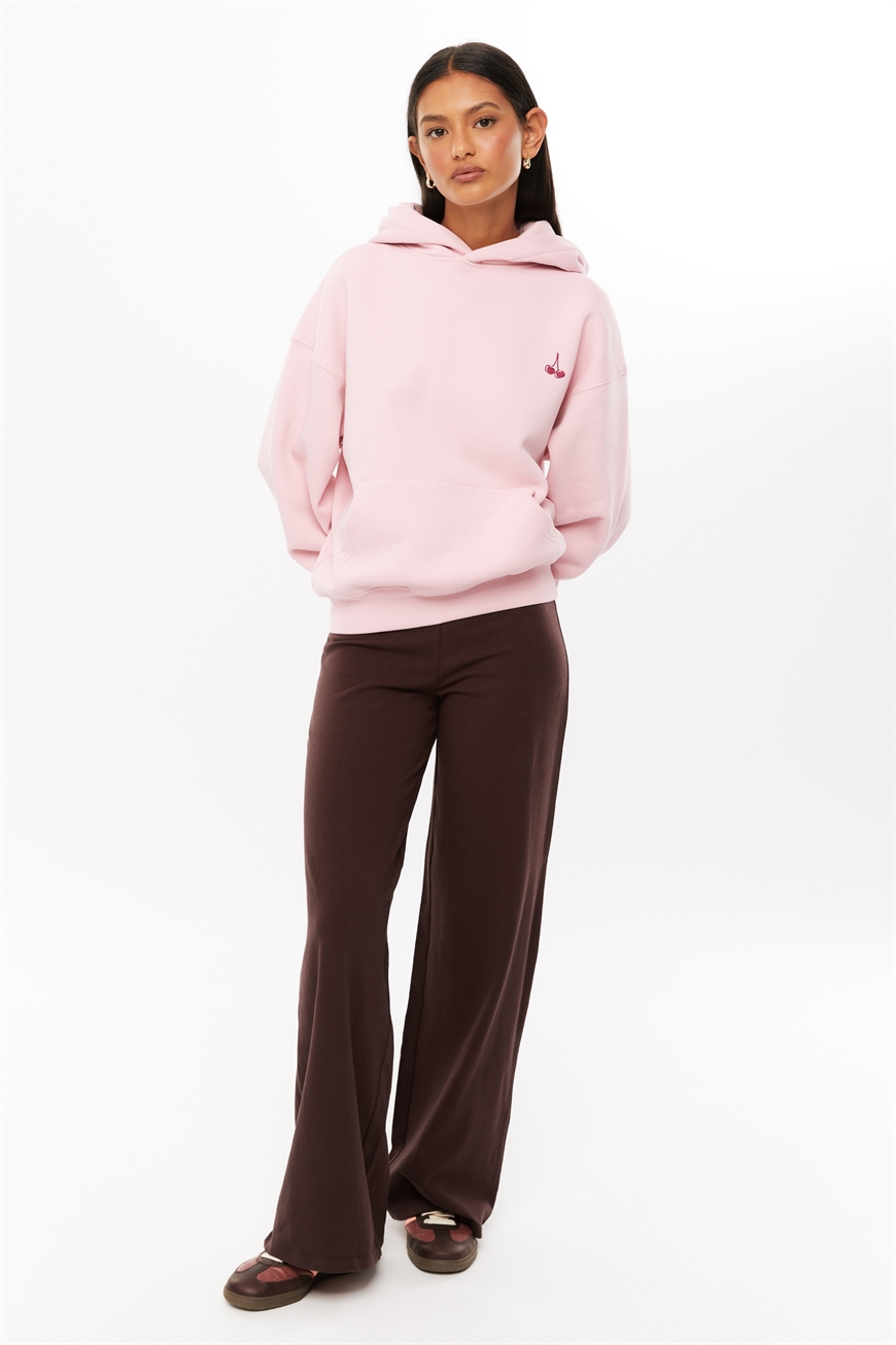 Ella Oversized Fleece Hoodie & Fold Back Wide Leg Pant Bundle, 